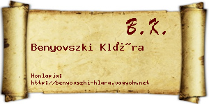 Benyovszki Klára névjegykártya